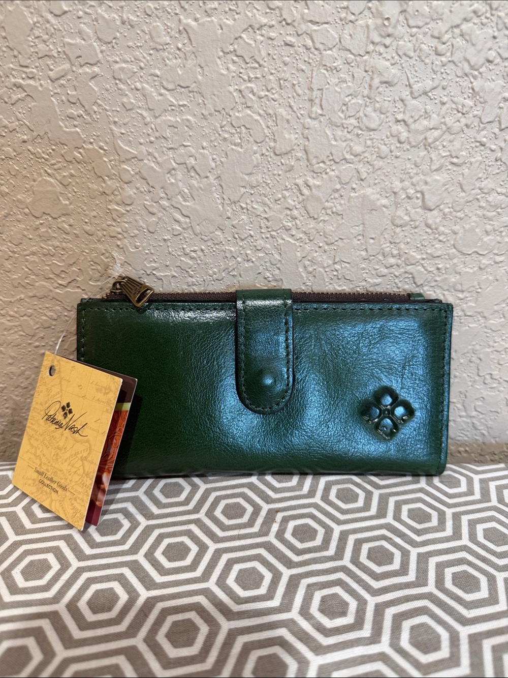 Patricia Nash Forest Green Leather Continental Wallet